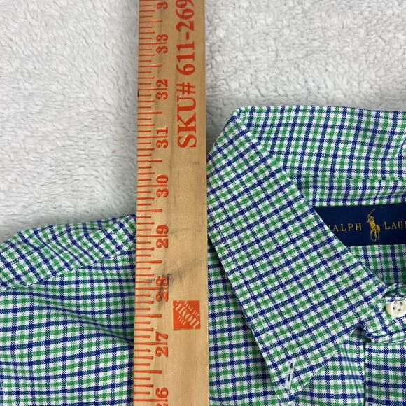 Polo Ralph Lauren Oxford Long Sleeve Shirt Green & White Classic Mens Fit Sz M - Picture 3 of 7